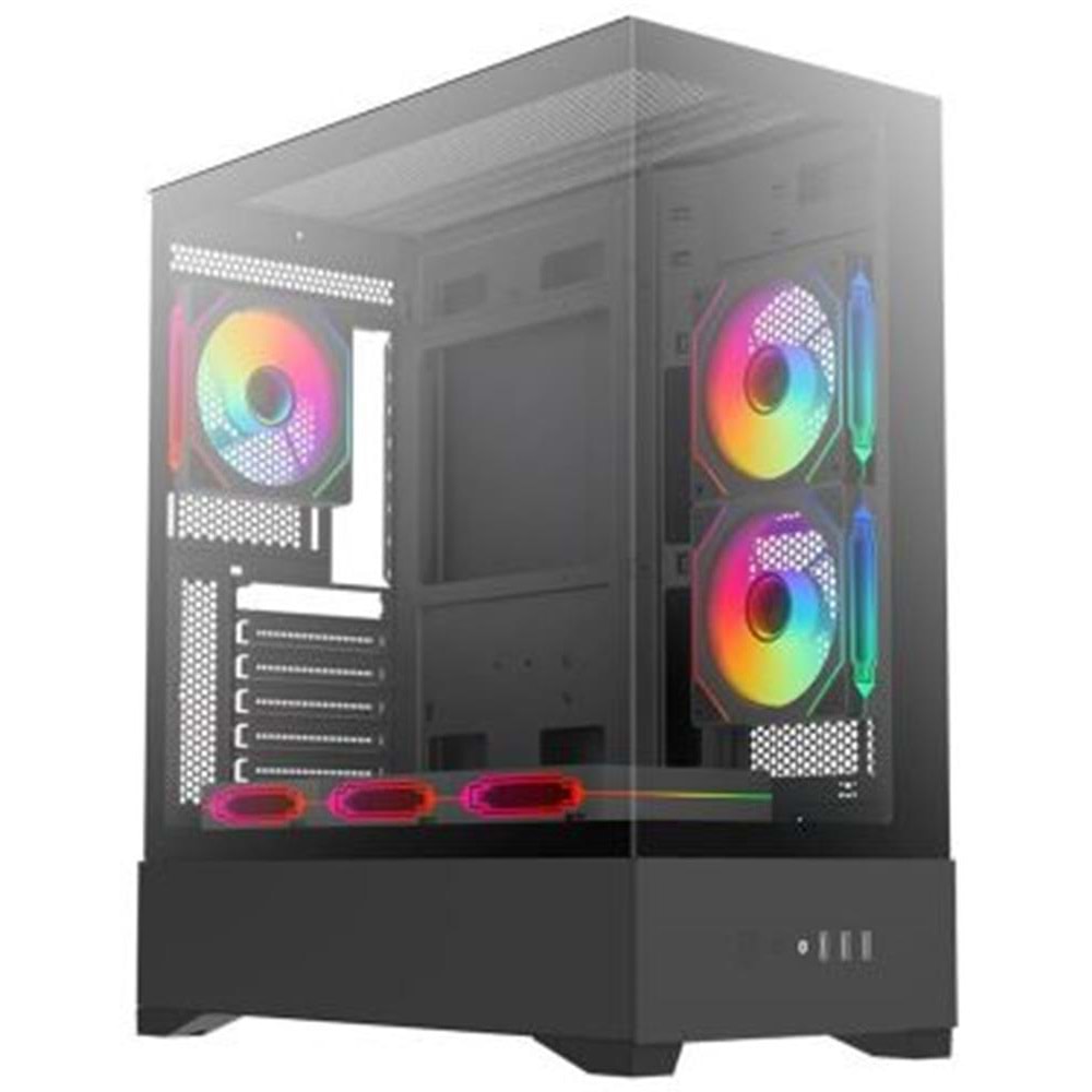 Dark Diamond PRO 4x12cm Fan, 1x USB3.0, 2x USB2.0 Full Akvaryum Oyuncu Kasası (Psu yok)