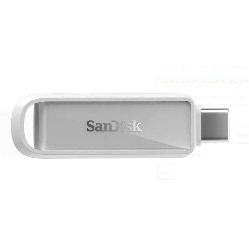 Sandisk SDIXS0N-128G-GN6NE 128GB Phone Drive with USB-C-128GB (Arctic White) Flash Bellek