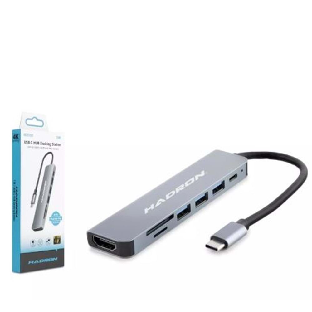 Hadron Hdx7835 Type-C Hdtv Combo Hdmi 4K 30Hz 3-Usb3.0 + Sd + Tf 7In1 Gri