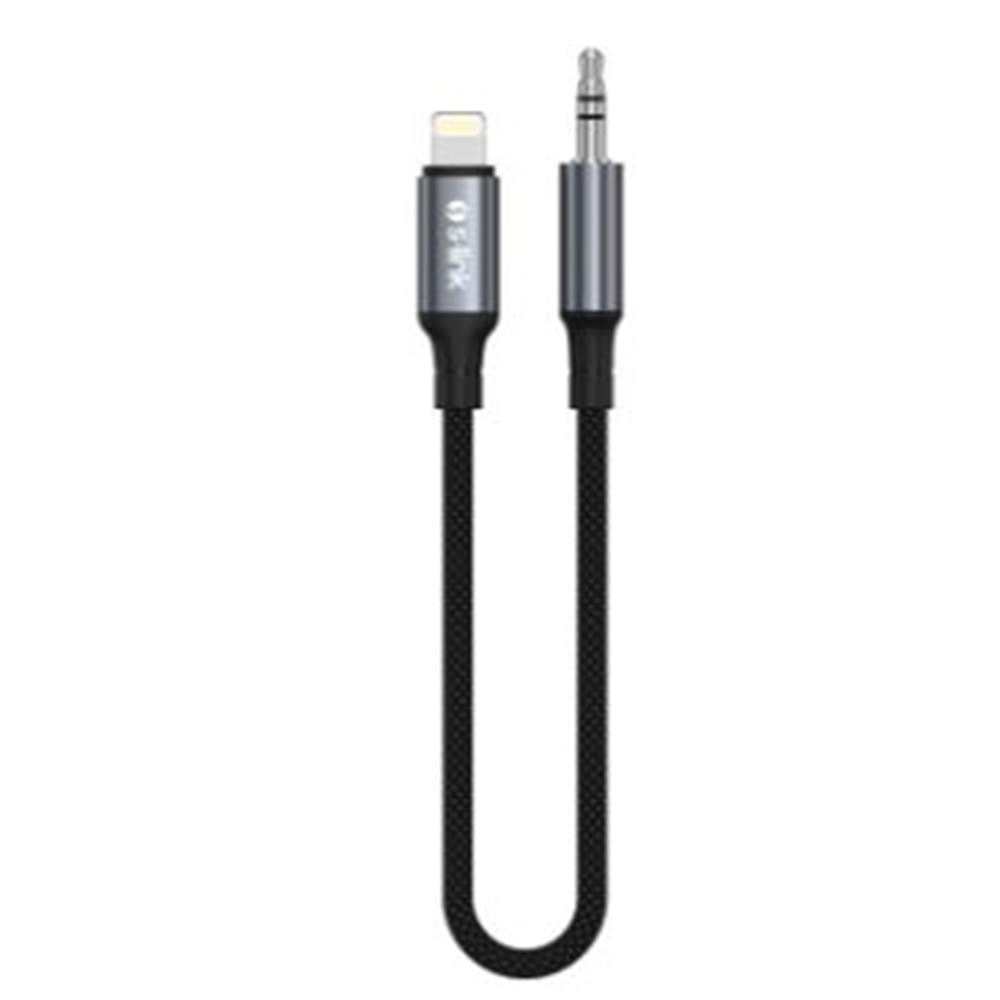 S-link Armor ML-01 1.2m Lightning to M AUX Örgülü Metal Başlıklı Siyah Ses Kablosu