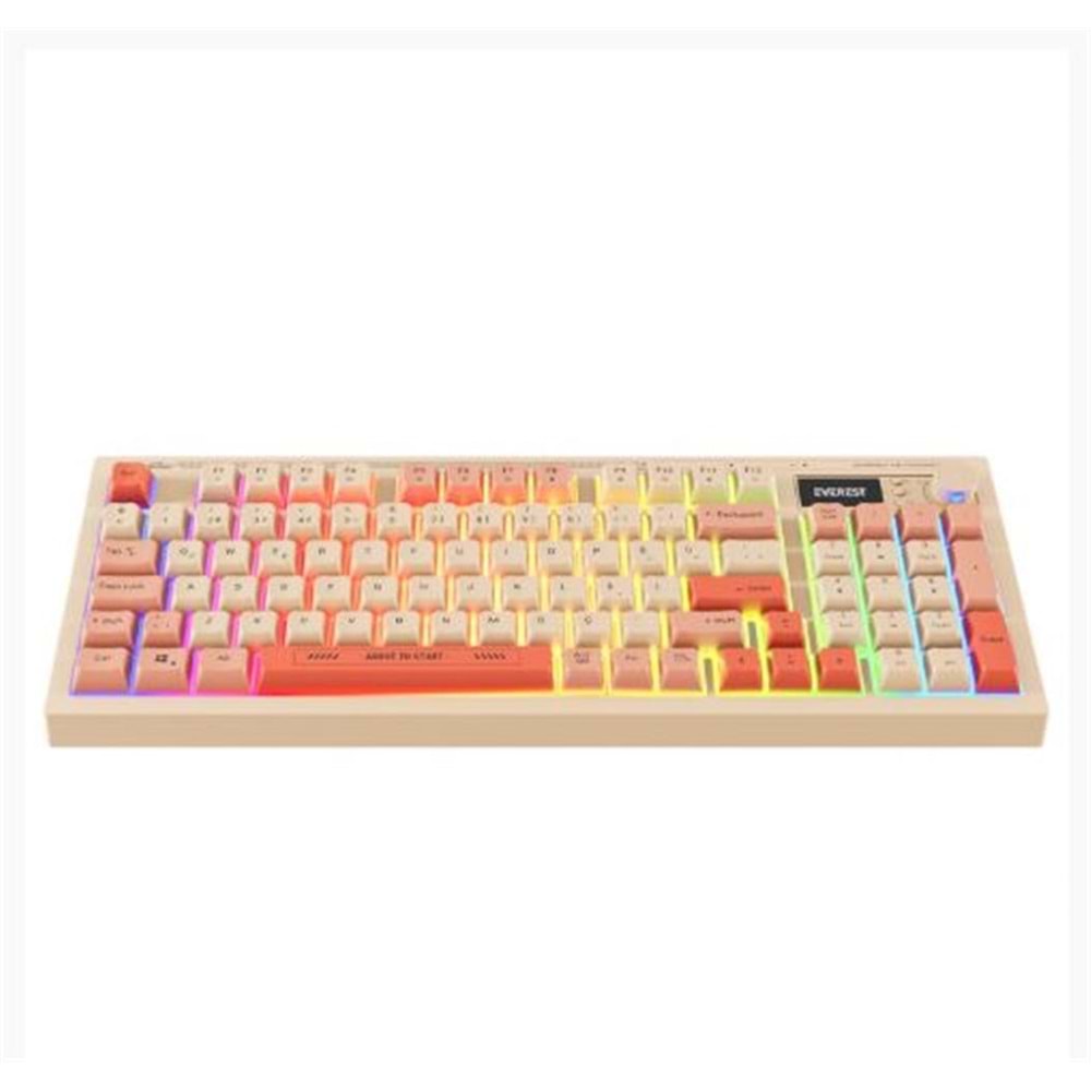 Everest KB-85 SILENT PRO Kablosuz Bej-Pembe-Turuncu SESSİZ RGB Wireless 2.4Ghz Q Oyuncu Klavyesi