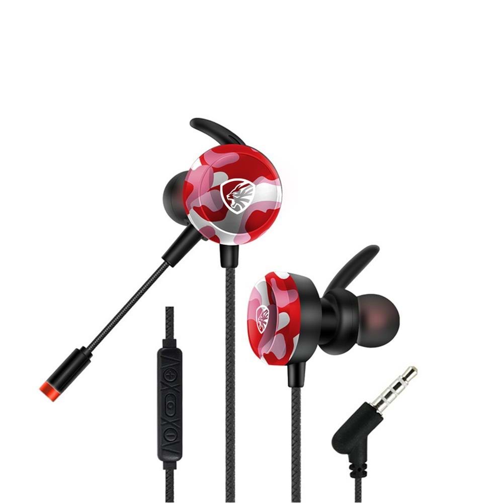 Hytech HY-GK4 3,5 Oyuncu Esnek Mikrofonlu Kırmızı Kamuflaj Kulakiçi Kulaklık 