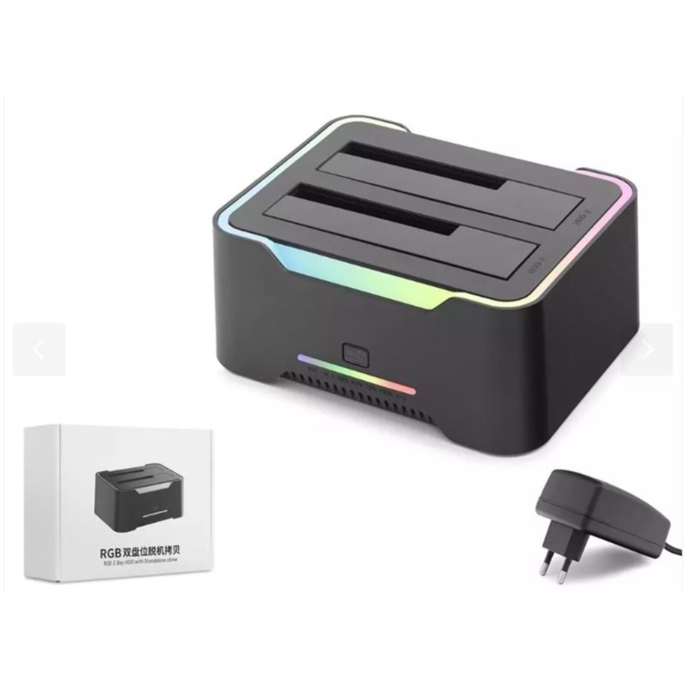Hadron Hdx1790 HDD Docking – USB 3.0, 2.5 & 3.5 HDD-SSD, 8TB Destekli RGB Siyah
