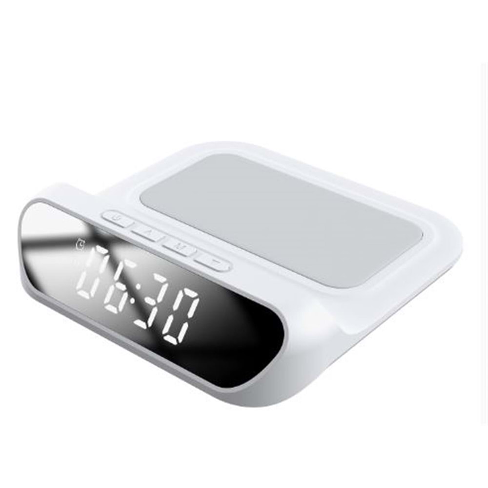 S-link SL-CW18 Beyaz Telefon Uyumlu 15W LCD Ekran Double Alarmli Kablosuz Şarj Cihazı