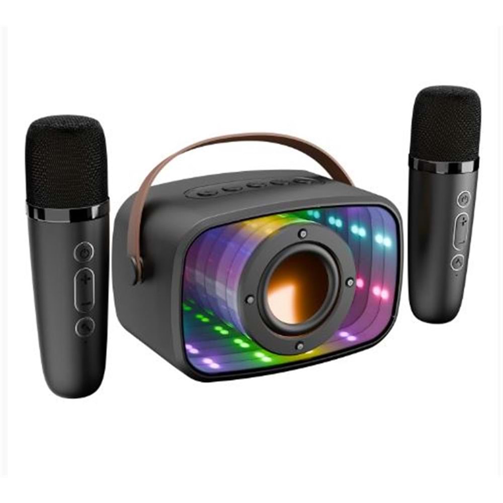 Mikado MD-57BT Endless 5W Siyah TF + USB + AUX + BT Destekli 2 Wireless Karaoke Mikrofon 1200mAh 