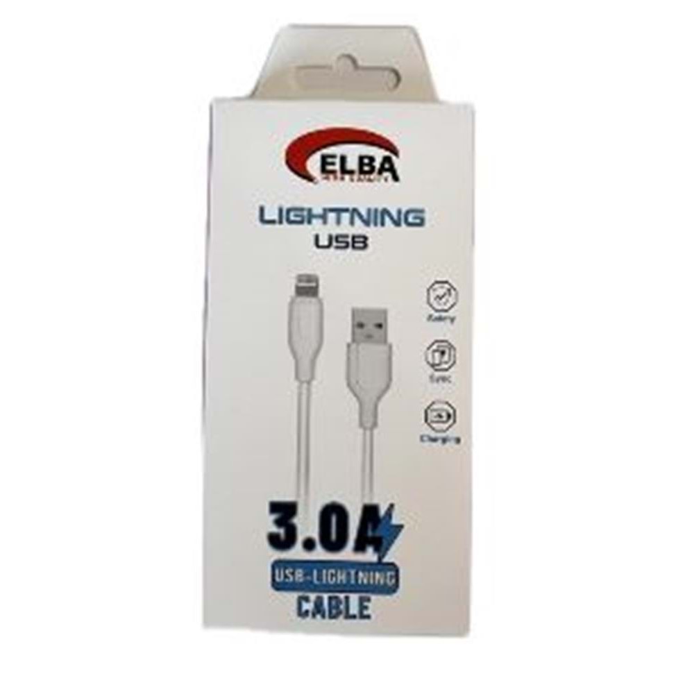 Elba Elb27-IOS 1Mt iPhone Lightning 3A Hızlı Şarj Hasırlı Şarj Kablosu Beyaz