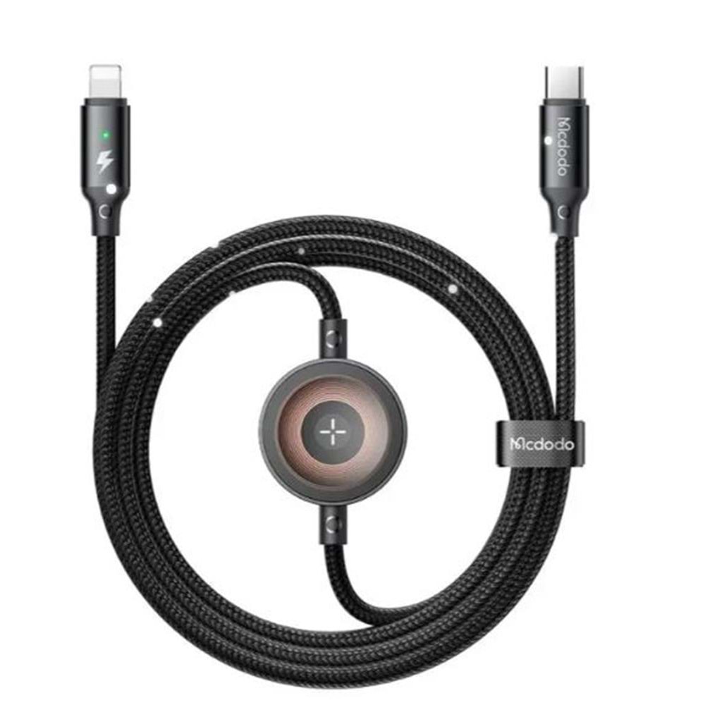 MCDODO CA-5680 36W 1 LİGHTNİNG VE 1 WATCH KABLOSUZ ŞARJ KABLOSU- SİYAH