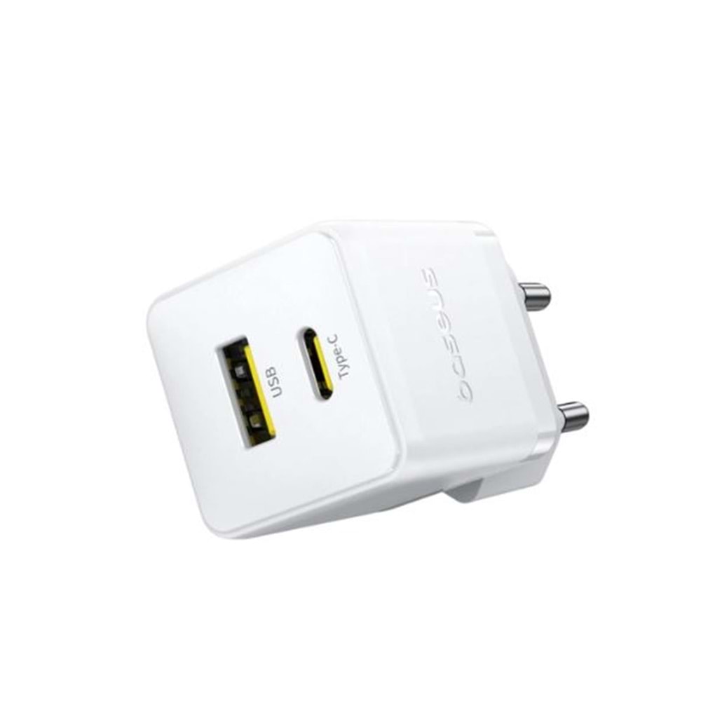 Baseus Palm Hızlı Şarj Aleti C+U 30W EU Beyaz (P1011160A213-00)