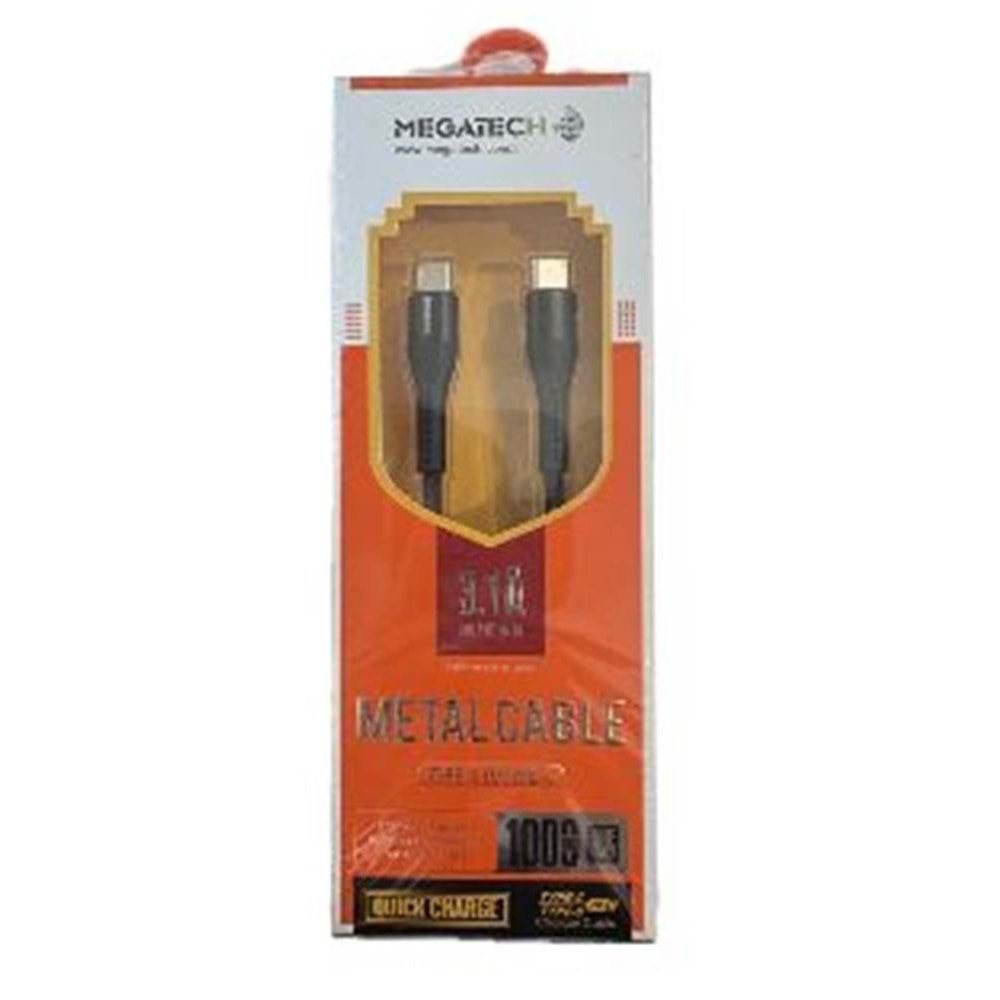 Megatech MT-DT-T 1mt Usb Type-C to Type-C Şarj ve Data Kablosu 