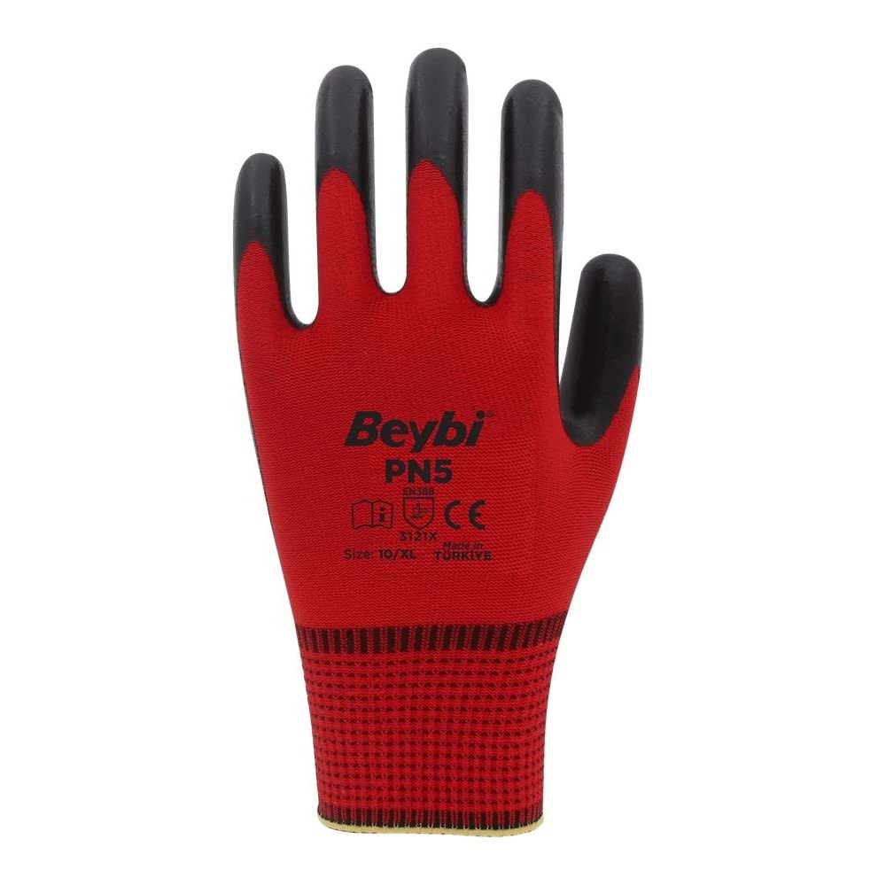 Beybi Nitril PMK PN5 Kırmzı Siyah 10 Beden 12li Paket