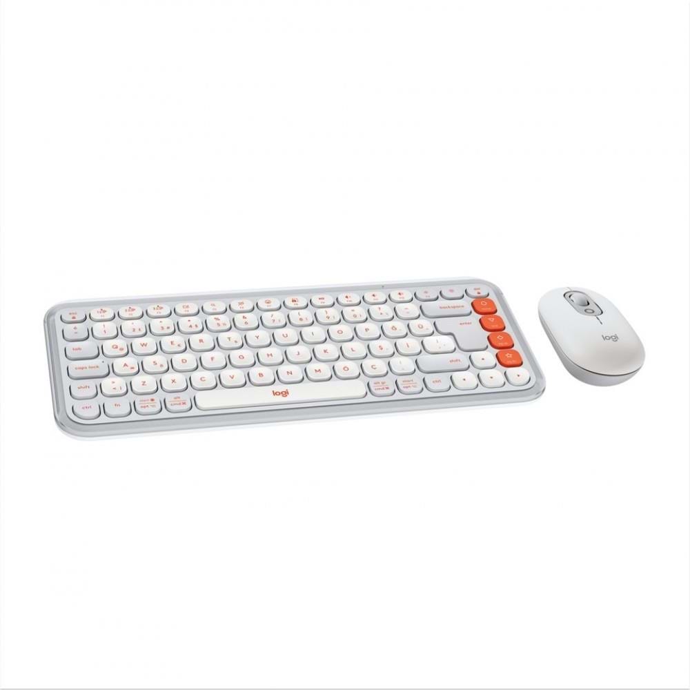 Logitech Pop Icon Combo 920-013076 Beyaz Kablosuz Klavye Mouse Seti
