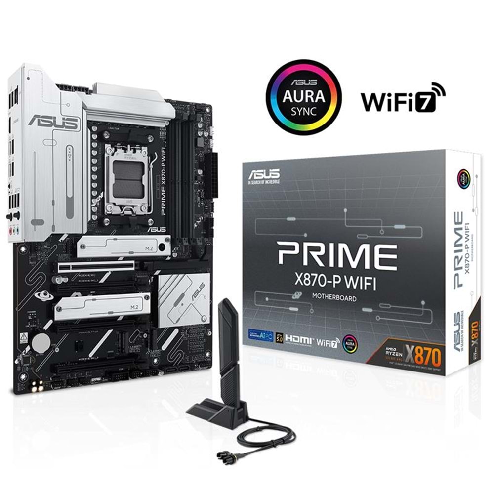 ASUS PRIME X870-P WIFI DDR5 8000MHZ 1XHDMI 2XUSB4 4XM.2 ATX AM5 (AMD AM5 9000/8000/7000 SERİLERİ İLE UYUMLU) 