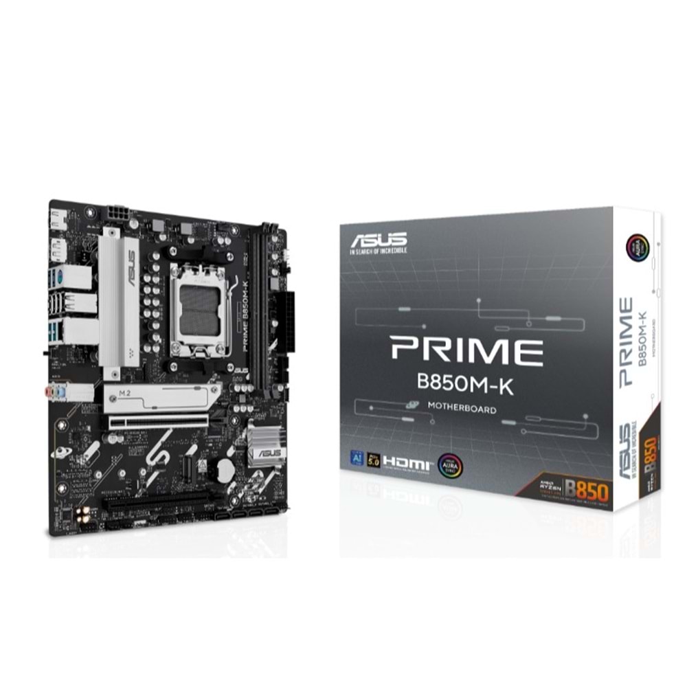 ASUS PRIME B850M-K DDR5 8400MHZ 1XHDMI 1XDP 2XM.2 USB2.0 MATX AM5(AMD AM5 9000/8000/7000 SERİLERİ İLE UYUMLU) 