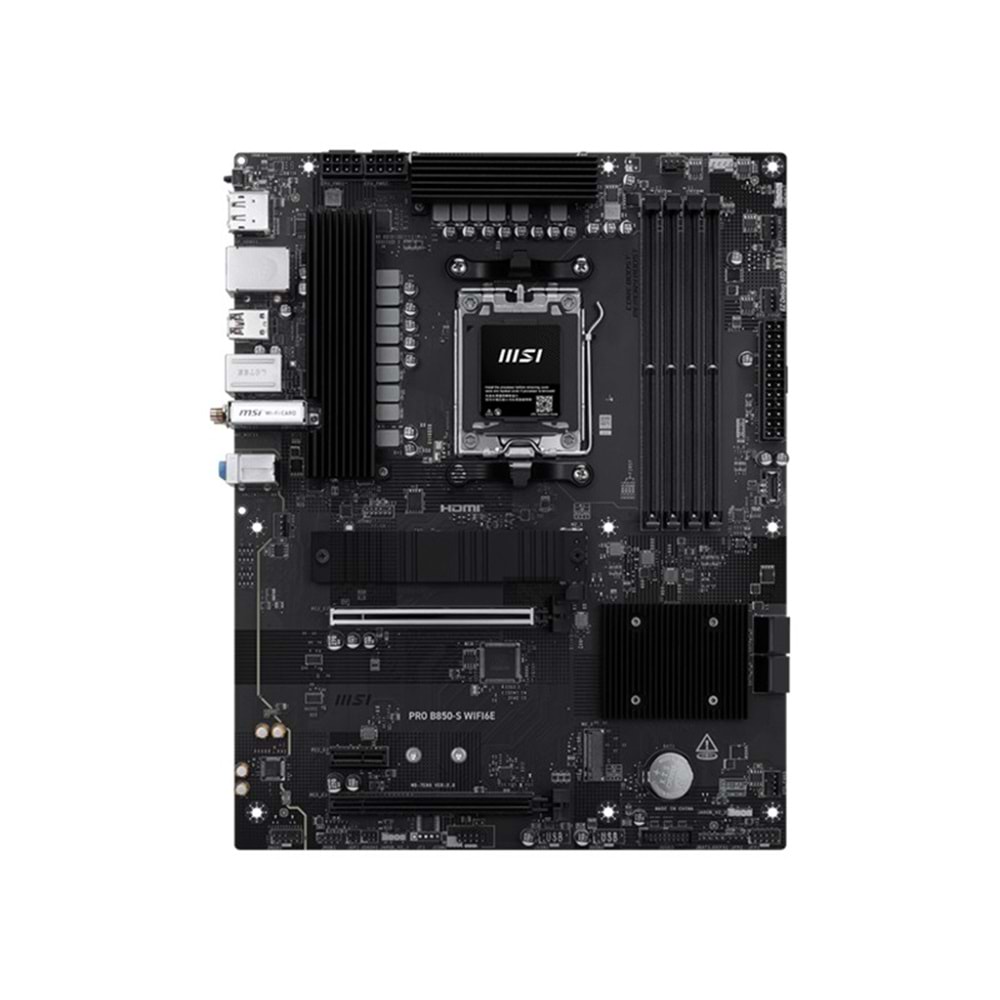 MSI PRO B850-S WIFI6E DDR5 8200MT/S 1XHDMI 1XDP 2XM.2 AM5 ATX (AMD AM5 9000/8000/7000 SERİLERİ İLE UYUMLU) 