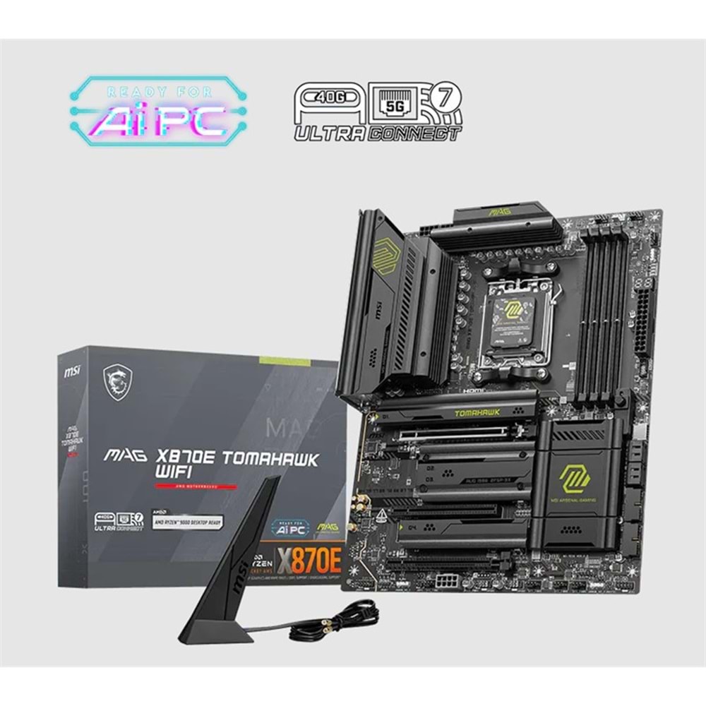 MSI MAG X870E TOMAHAWK WIFI DDR5 8400MT/S 1XHDMI 4XM.2 USB AM5 ATX(AMD AM5 9000/8000/7000 SERİLERİ İLE UYUMLU) 