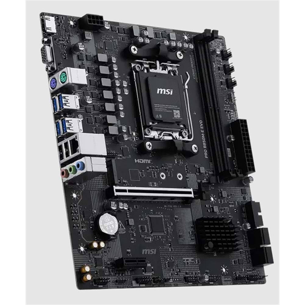 MSI PRO B850M-E EVO DDR5 8200MHZ 1XVGA 1XHDMI 1XM.2 USB MATX AM5 (AMD AM5 9000/8000/7000 SERİLERİ İLE UYUMLU) 