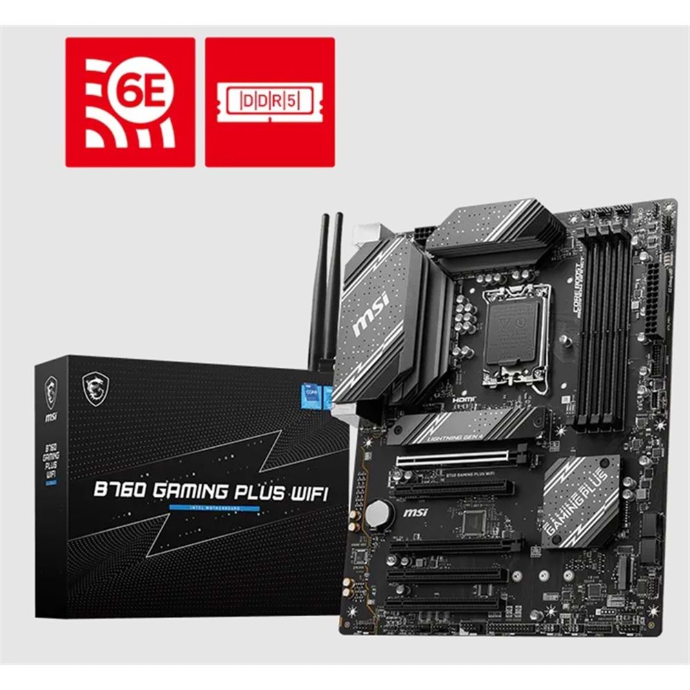 MSI B760 GAMING PLUS WIFI DDR4 6800MHZ 1XHDMI 1XDP 2XM.2 USB ATX 1700P (12. / 13. VE 14. NESİL İŞLEMCİ İLE UYUMLU) 