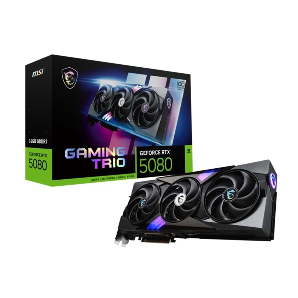 MSI GEFORCE RTX5080 16G GAMING TRIO OC 16GB GDDR7 256BIT 1XHDMI 3XDP EKRAN KARTI 