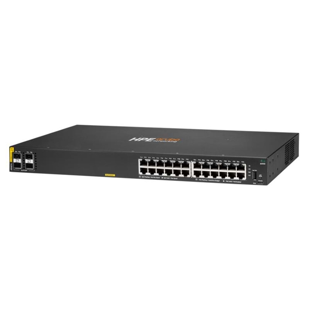 HPE R8N87A 6000 24 PORT GIGABIT+4X1GB SFP YÖNETİLEBİLİR 370W POE RACKMOUNT SWITCH 