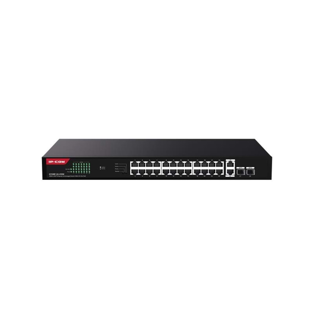 IP-COM G1128P-24-410W 24 PORT GIGABIT +2XGB RJ45/SFP UPLINK 370W POE RACKMOUNT SWITCH 