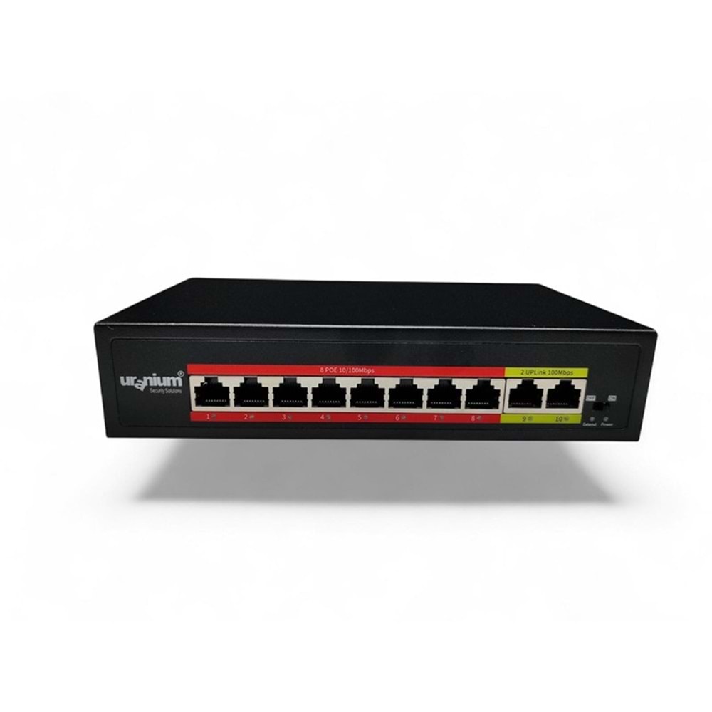 URANIUM POE-8002-96W 8 PORT 10/100 + 2 PORT 10/100 RJ45 UPLINK WATCH-DOG POE SWITCH (REALTEK CHIPSET) 