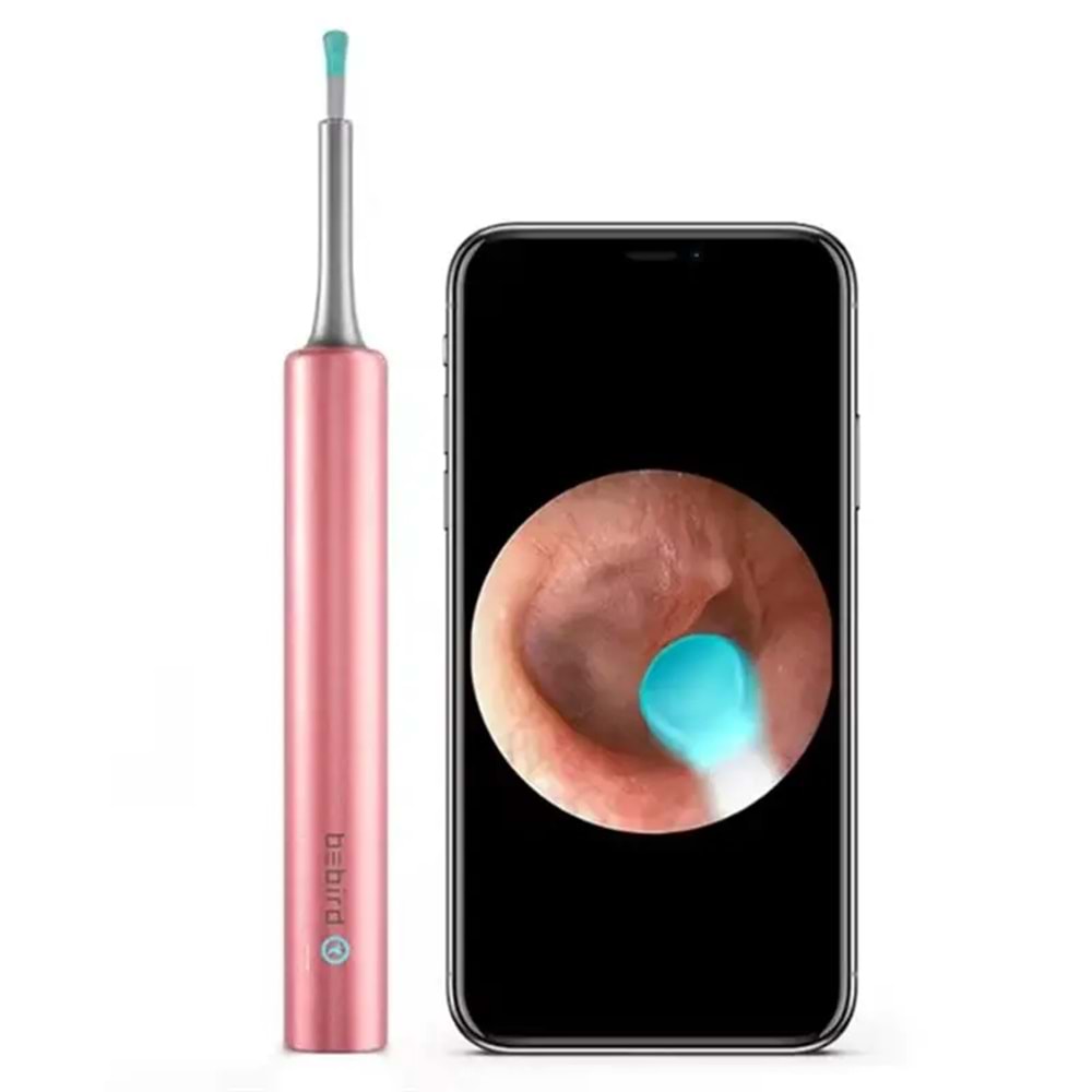 BEBIRD T5 3MP KAMERA 3.5MM LENS ŞARJLI WIFI GÖRÜNTÜLÜ KULAK TEMİZLEYİCİ PEMBE RENK 
