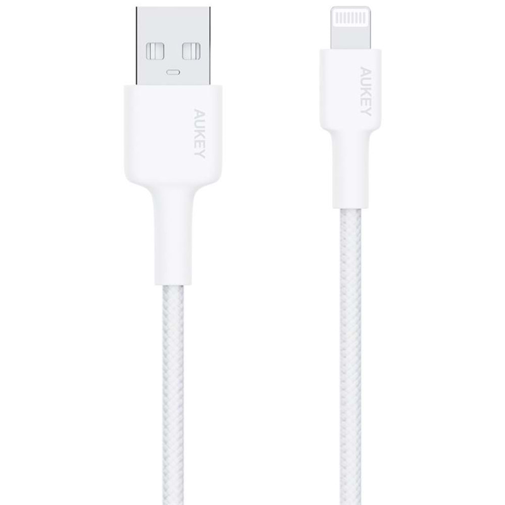AUKEY CB-BAL7-WH NAYLON ÖRGÜLÜ USB-A LİGHTNİNG KABLOSU 0.9MT 