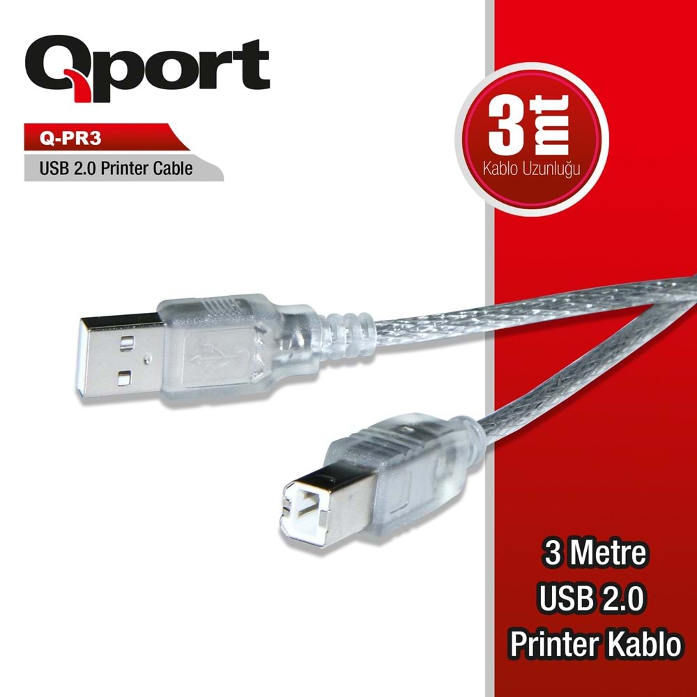 QPORT Q-PR3 USB 2.0 3M PRINTER KABLOSU 