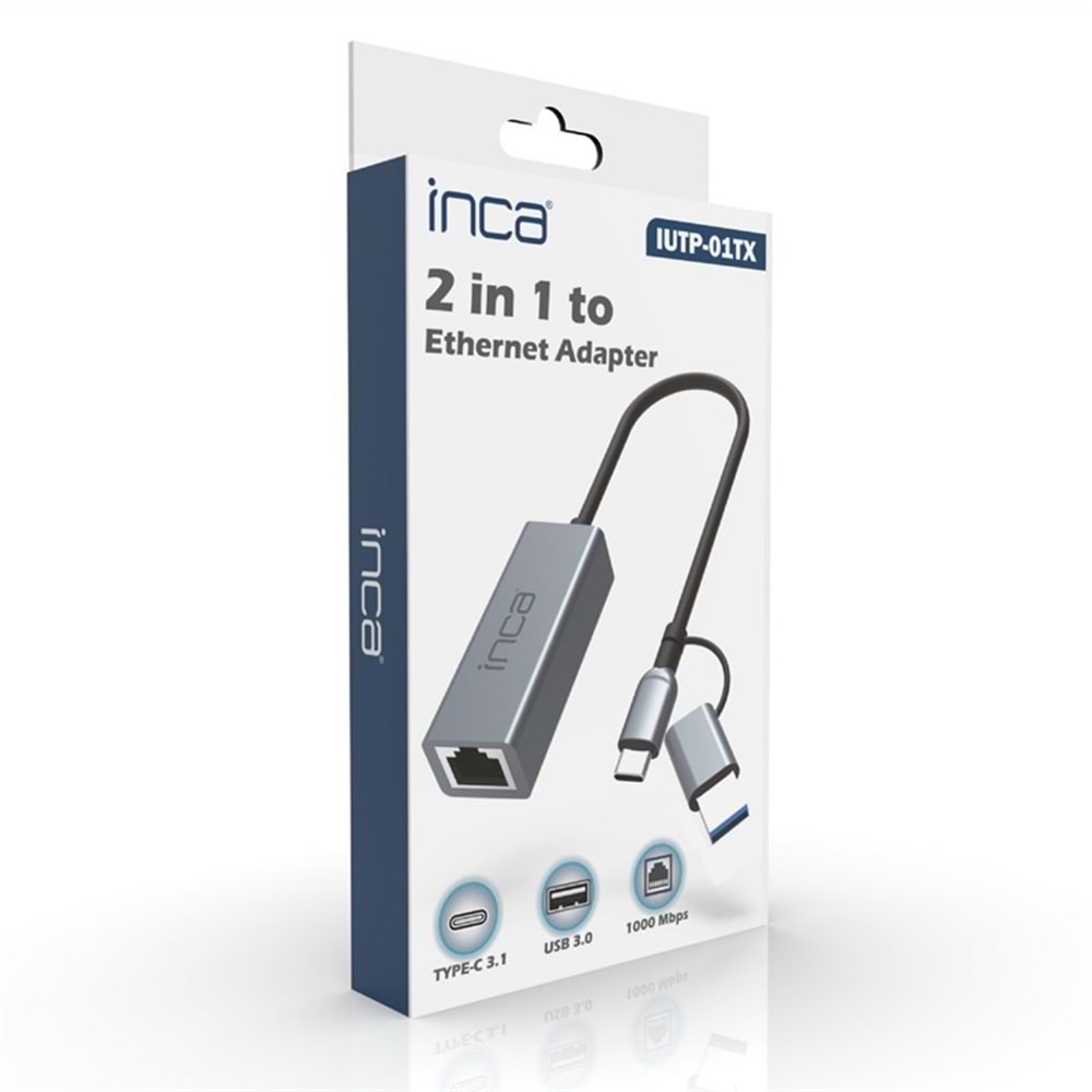 INCA IUTP-01T USB 3.0 TYPE-C 3.1 ETHERNET RJ45 1000MBPS ALUMINYUM KASA 