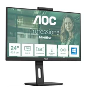 23.8 AOC 24P3CW IPS 4MS 75MHZ 1XHDMI 1XDP USB TYPE-C RJ45 FHD 1920X1080 WEBCAM HOPARLÖR ÇERÇEVESİZ PIVOT VESA SİYAH 