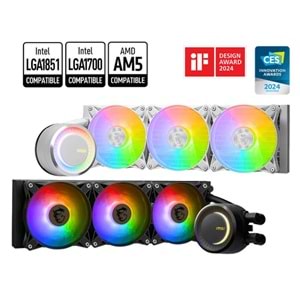 MSI MAG CORELIQUID E360 WHITE 360MM ARGB CPU SIVI SOĞUTUCU (LGA 1150/1151/1155/1156/1200/1700/AM5 UYUMLU) 
