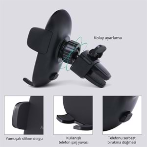 AUKEY HD-C48-BK 360 DERECE TÜM CİHAZLARLA UYUMLU ARAÇ İÇİ TELEFON TUTUCU KOLAY KİLİTLEME/BIRAKMA 