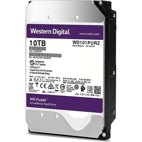 Wd 10TB Purple 7200RPM 256mb 7-24 3.5