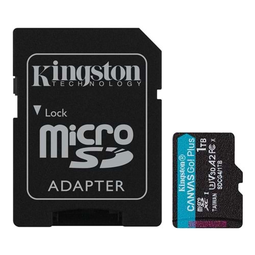 Kingston SDCG4-1TB 1TB microSDXC Canvas Go Plus Gen4 200MB-s A2 U3 V30 Card + ADP Hafıza Kartı 