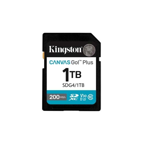 Kingston SDG4-1TB 1TB SDXC Canvas Go Plus Gen4 200MB-s C10 UHS-I U3 V30 Hafıza Kartı