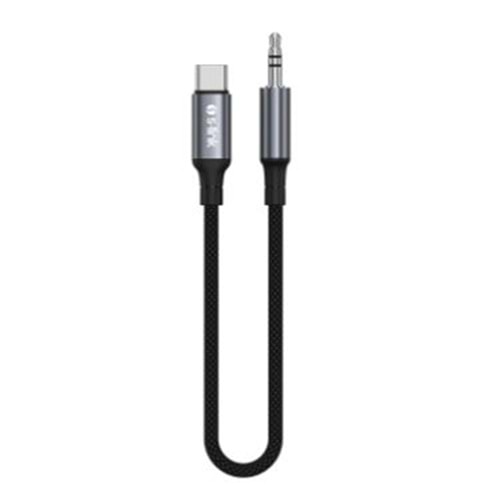 S-link Armor MC-01 1.2m Type-C to M AUX Örgülü Metal Başlıklı Siyah Ses Kablosu