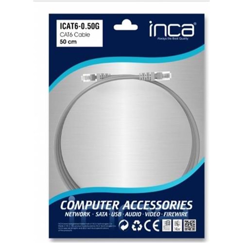 INCA ICAT6-0,50G 0,50CM Gri Kablo