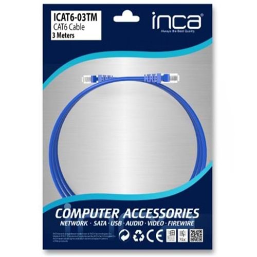 INCA ICAT6-03TM 3 Metre Mavi Kablo