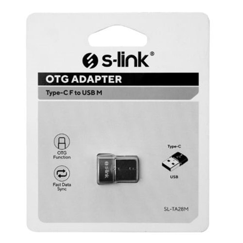 S-link SL-TA28M Siyah Type C F to USB M Metal Gövdeli OTG Çevirici