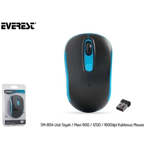 Everest SM-804 Usb Siyah-Mavi 800-1200-1600dpi Kablosuz Mouse