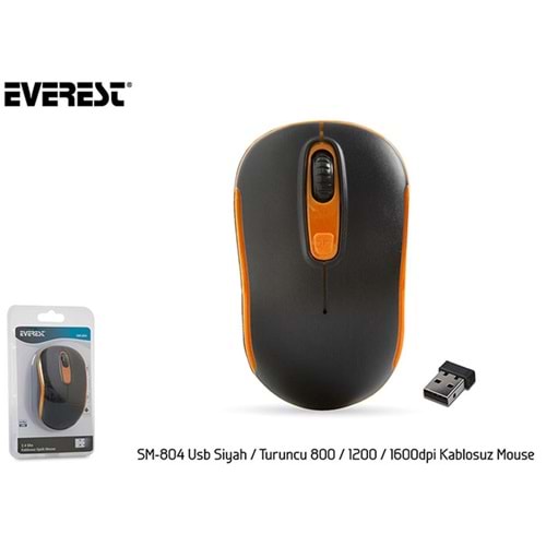 Everest SM-804 Usb Siyah-Turuncu 800-1200-1600dpi Kablosuz Mouse