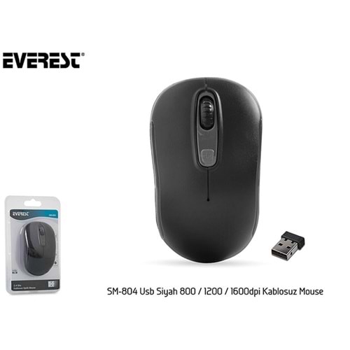 Everest SM-804 Usb Siyah 800-1200-1600dpi Kablosuz Mouse