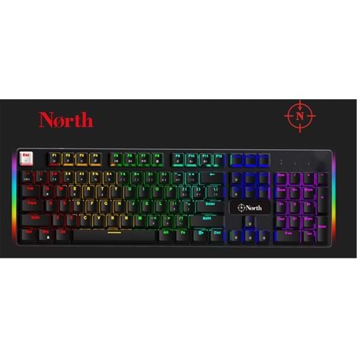 North Shield Blue Switch Türkçe Q RGB Mekanik Gaming Klavye 