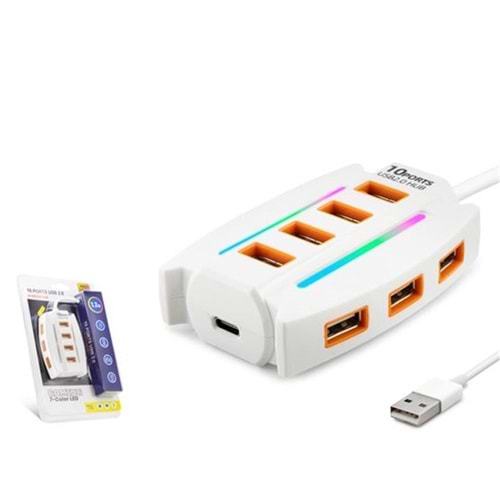 Hadron Hdx7036 Usb Hub 2.0 10-Usb 1.2M Siyah