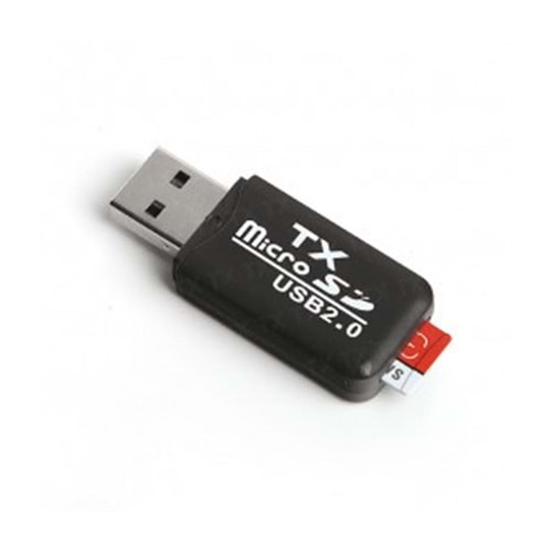TX UCR204 USB 2.0 MicroSD Kart Okuyucu - Siyah