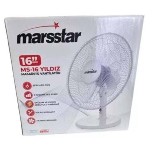 MARSSTAR YILDIZ MASA ÜSTÜ VANTİLATÖR MS-16