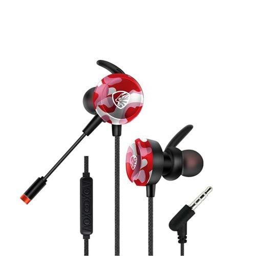 Hytech HY-GK4 3,5 Oyuncu Esnek Mikrofonlu Kırmızı Kamuflaj Kulakiçi Kulaklık 