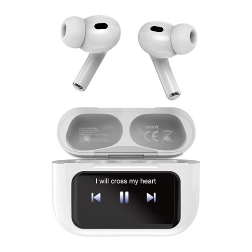 Asonic AS-TWS6S Beyaz Mobil Telefon Uyumlu Bluetooth 5.4V Ekranlı TWS Mikrofonlu Kulaklık