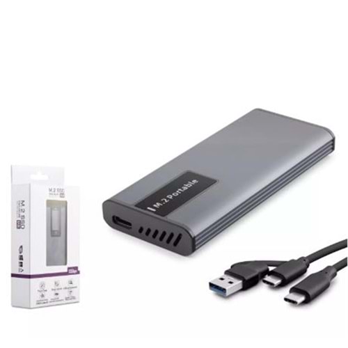 Hadron Hdx1780 Ssd Kutu Type-C3.1 + Usb3.0 Nvme + Ngff M2 Alüminyum + Plastik Chip Rtl9210B Rgb Gri