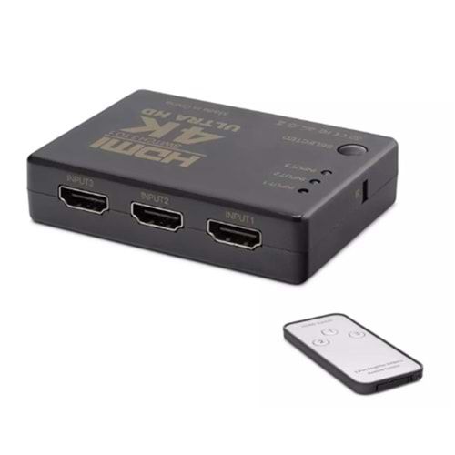 Hadron Hdx1308 3 port Hdmi Switch 3Giriş 1Çıkış 4K Kumandalı 